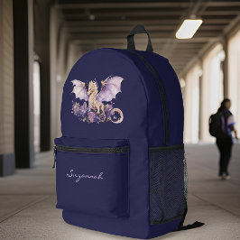 Violet Paarse Dragon op donker Paarse met Monogram Bedrukte Rugzak