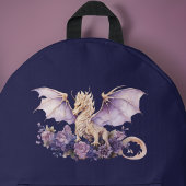 Violet Paarse Dragon op donker Paarse met Monogram Bedrukte Rugzak