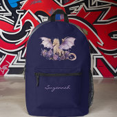 Violet Paarse Dragon op donker Paarse met Monogram Bedrukte Rugzak