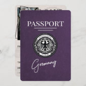 Violet Paarse Duitsland Paspoort Bewaar de datum Save The Date (Voorkant / Achterkant)