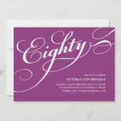 Violet Paarse Elegante 80ste Verjaardag Uitnodigin Kaart (Voorkant)