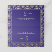 Violet Paarse en gouden Patroon Bruiloft Plaats Ka Plaatskaartje (Buitenkant ongevouwen)