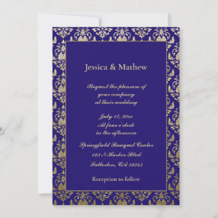 Violet Paarse en gouden patroon Moderne bruiloft Kaart