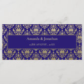 Violet Paarse en gouden patroon | Moderne bruiloft Menu (Achterkant)