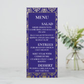 Violet Paarse en gouden patroon | Moderne bruiloft Menu (Staand voorkant)