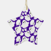 Violet Paarse en witte Halloween Ghost; Ghosts Keramisch Ornament (Rechts)
