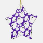 Violet Paarse en witte Halloween Ghost; Ghosts Keramisch Ornament (Links)
