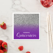 Violet Paarse en zilveren Glitter Ombre Quinceaner Servet (Insitu)