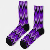 Violet Paarse en zwarte Zig Zag Unisex Sokken (Links)