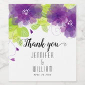 Violet paarse etherbloemen kalligrafie bruiloft wijn etiket (Enkel label)