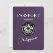 Violet Paarse Filipijnen Passport Wedding Kaart (Achterkant)