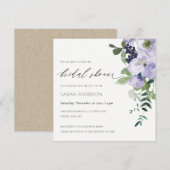 Violet Paarse Floral Leafy Vrijgezellenfeest nodig Bedankkaart (Voorkant / Achterkant)