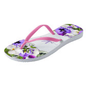 Violet paarse florals white monogram name script teenslippers (Schuin)