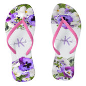 Violet paarse florals white monogram name script teenslippers (Voetbed)