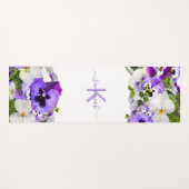 Violet paarse florals white monogram name script yogamat (Voorkant (horizontaal))