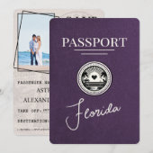 Violet Paarse Florida Passport Bewaar de datum Save The Date (Voorkant / Achterkant)