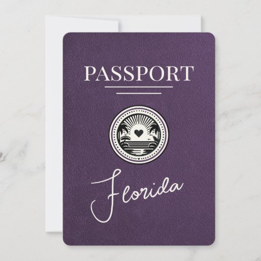 Violet Paarse Florida Passport Bewaar de datum Save The Date (Voorkant)