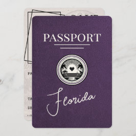 Violet Paarse Florida Passport Bewaar de datum Save The Date