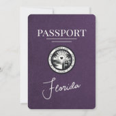 Violet Paarse Florida Passport Uitnodiging (Achterkant)