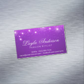Violet Paarse glam Starry Sparkles Magnetisch Visitekaartje (Voorbeeld)