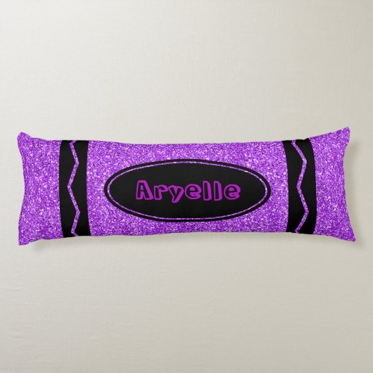 Violet Paarse Glitter Crayon Jouw naam Body Kussen (Achterkant)