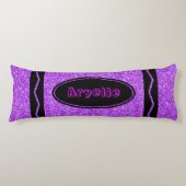 Violet Paarse Glitter Crayon Jouw naam Body Kussen (Voorkant)