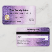 Violet Paarse Glitter Credit Kaart Cadeaubon Visitekaartje (Voorkant / Achterkant)