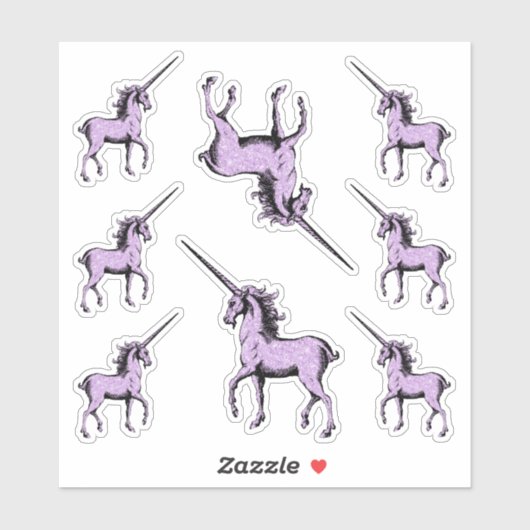 Violet Paarse Glitter Eenhoorns Contour Sticker (Vel)