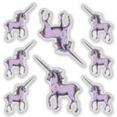 Violet Paarse Glitter Eenhoorns Contour Sticker (Voorkant)