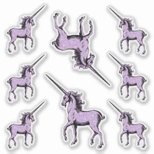 Violet Paarse Glitter Eenhoorns Contour Sticker (Voorkant)