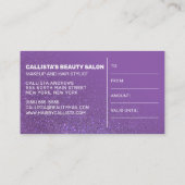 Violet Paarse Glitter Gradient Cadeaubon Visitekaartje (Achterkant)