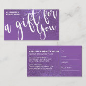 Violet Paarse Glitter Gradient Cadeaubon Visitekaartje (Voorkant / Achterkant)