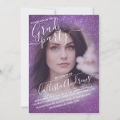 Violet Paarse Glitter Ombre Foto Afstuderen Kaart (Voorkant)