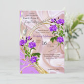 Violet-paarse, goud & Roos, Roze, Magenta Zijde Kaart (Staand voorkant)