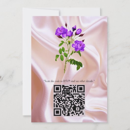 Violet-paarse, goud & Roos, Roze, Magenta Zijde Kaart (Achterkant)