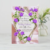 Violet-paarse, goud & Roos, Roze, Magenta Zijde Kaart (Staand voorkant)