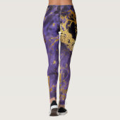 Violet Paarse goudmetallische Folie marmer Stone Leggings (Achterkant)