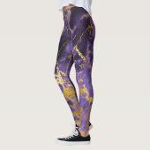 Violet Paarse goudmetallische Folie marmer Stone Leggings (Links)