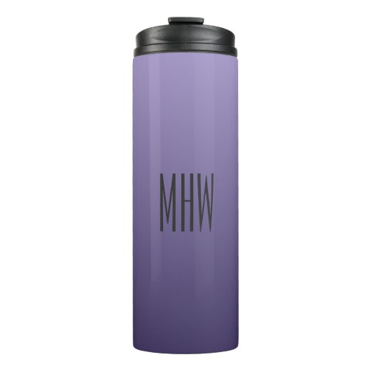 Violet Paarse Gradient aangepaste monogram tumbler Thermosbeker (Voorkant)