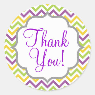 Violet Paarse, groene en gele Chevron strepen Ronde Sticker