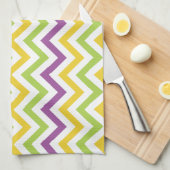 Violet Paarse, groene en gele Chevron strepen Theedoek (Quarter Fold)