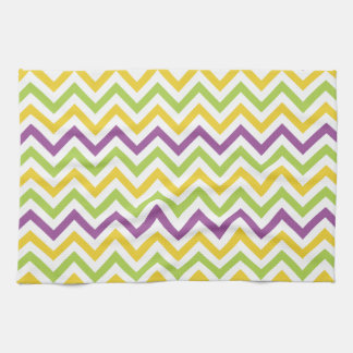Violet Paarse, groene en gele Chevron strepen Theedoek