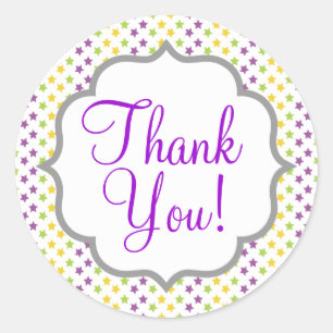 Violet Paarse, Groene en Gele Sterren, Sterren Ronde Sticker