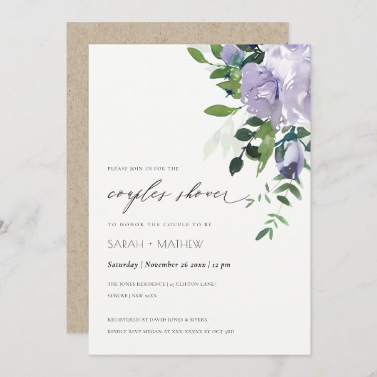 Violet Paarse haafy-paren schoeisel uitnodigen Bedankkaart (Voorkant / Achterkant)