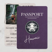 Violet Paarse Hawaii Passport Bewaar de datum Save The Date (Voorkant / Achterkant)