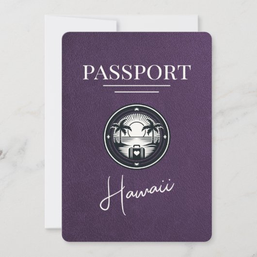 Violet Paarse Hawaii Passport Bewaar de datum Save The Date (Voorkant)