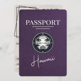 Violet Paarse Hawaii Passport Bewaar de datum Save The Date