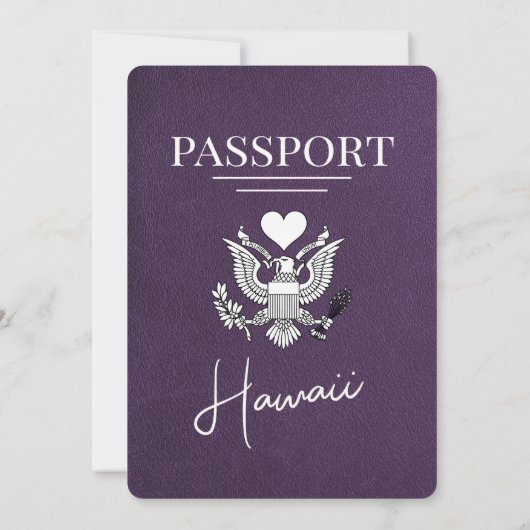 Violet Paarse Hawaii Passport Uitnodiging (Achterkant)