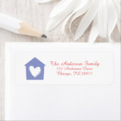 Violet Paarse Heart House Aangepaste Adresetikette Etiket (Insitu)