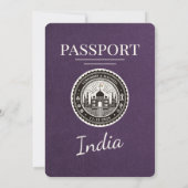 Violet Paarse India Passport Uitnodiging voor het  (Achterkant)